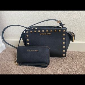 Small Michael Kors Black purse with matching wallet